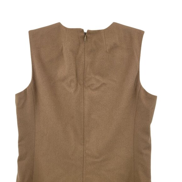 Vtg 70s Saks Fifth Avenue Wool Blend Sleeveless Camel Sheath Dress Sz 10 Classic - Picture 7 of 8